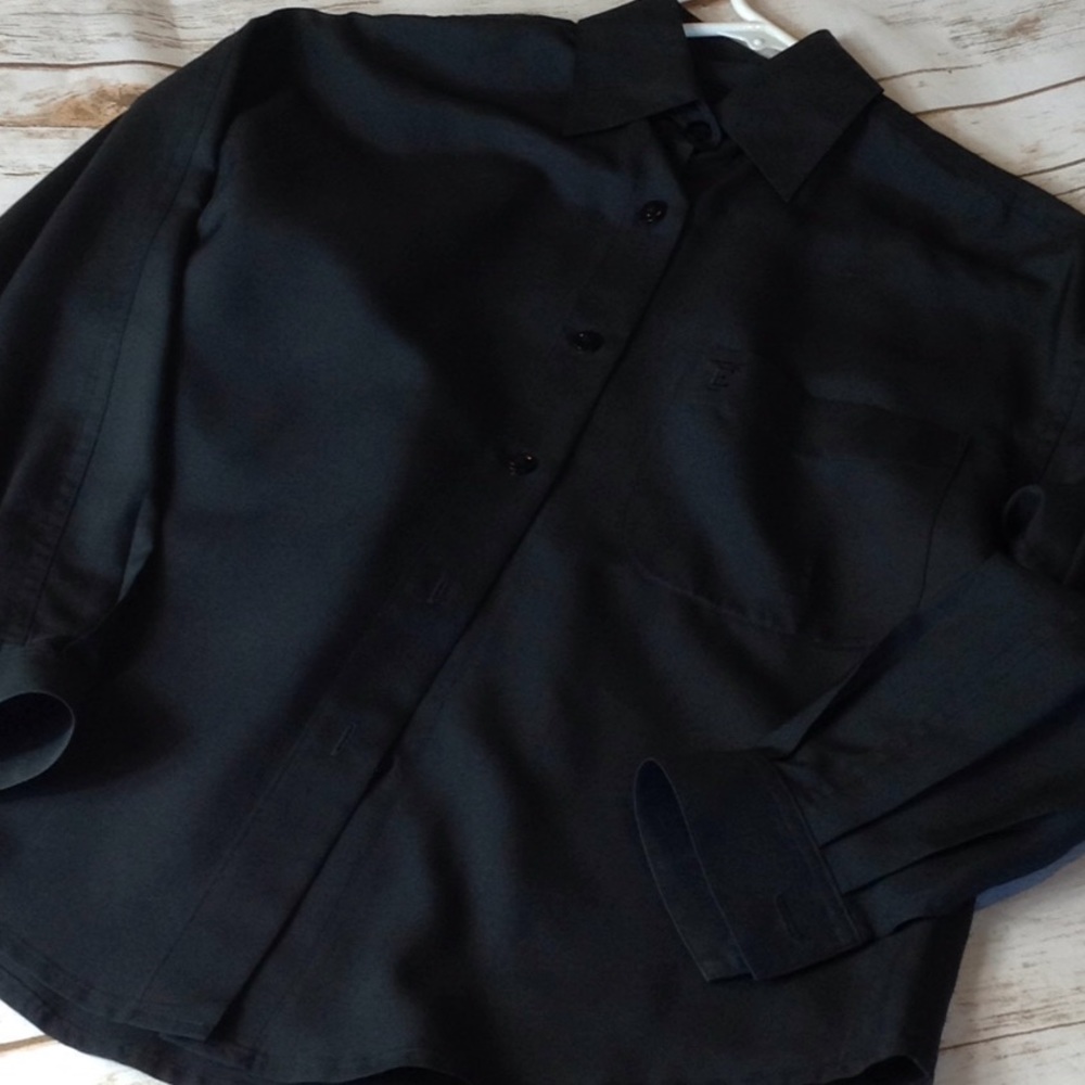 Linda Allard Black Silk Blouse Women’s Size 2 100% Silk Shirt